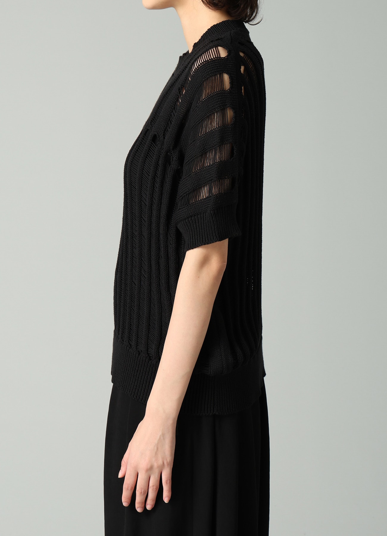 OFFSET PATTERN SHORT SLV PULLOVER(S Black): Yohji Yamamoto｜THE