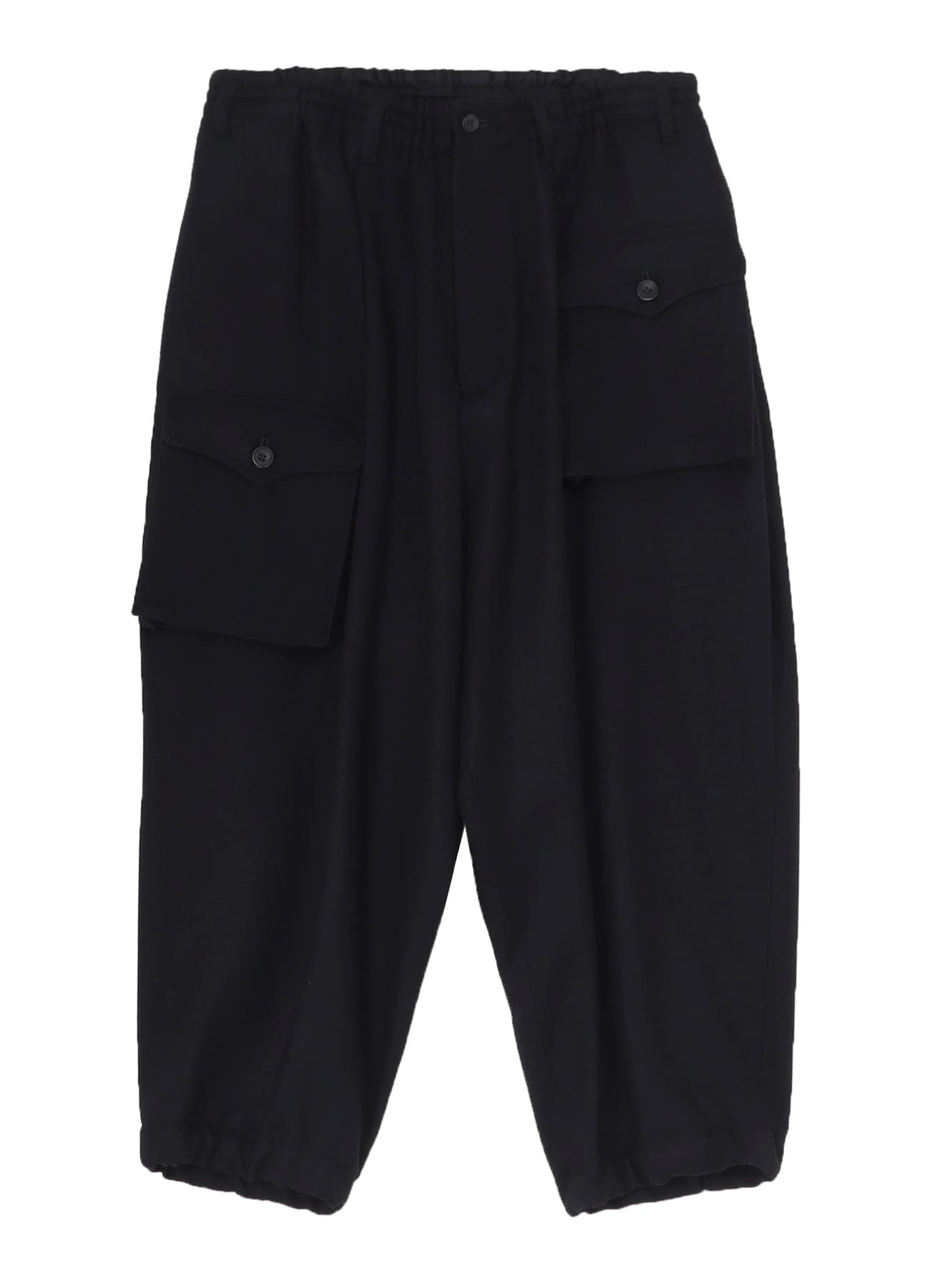 TASMANIA FLANNEL SIDE TUCK POCKET PANTS(S Black): Yohji Yamamoto