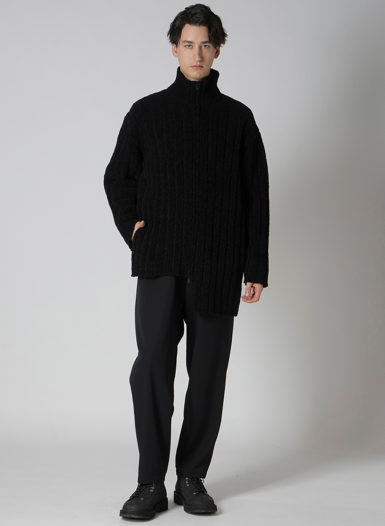 3G4 RIB ASYMMETRY DRIVERS KNIT(FREE SIZE Black): Soldes｜THE SHOP