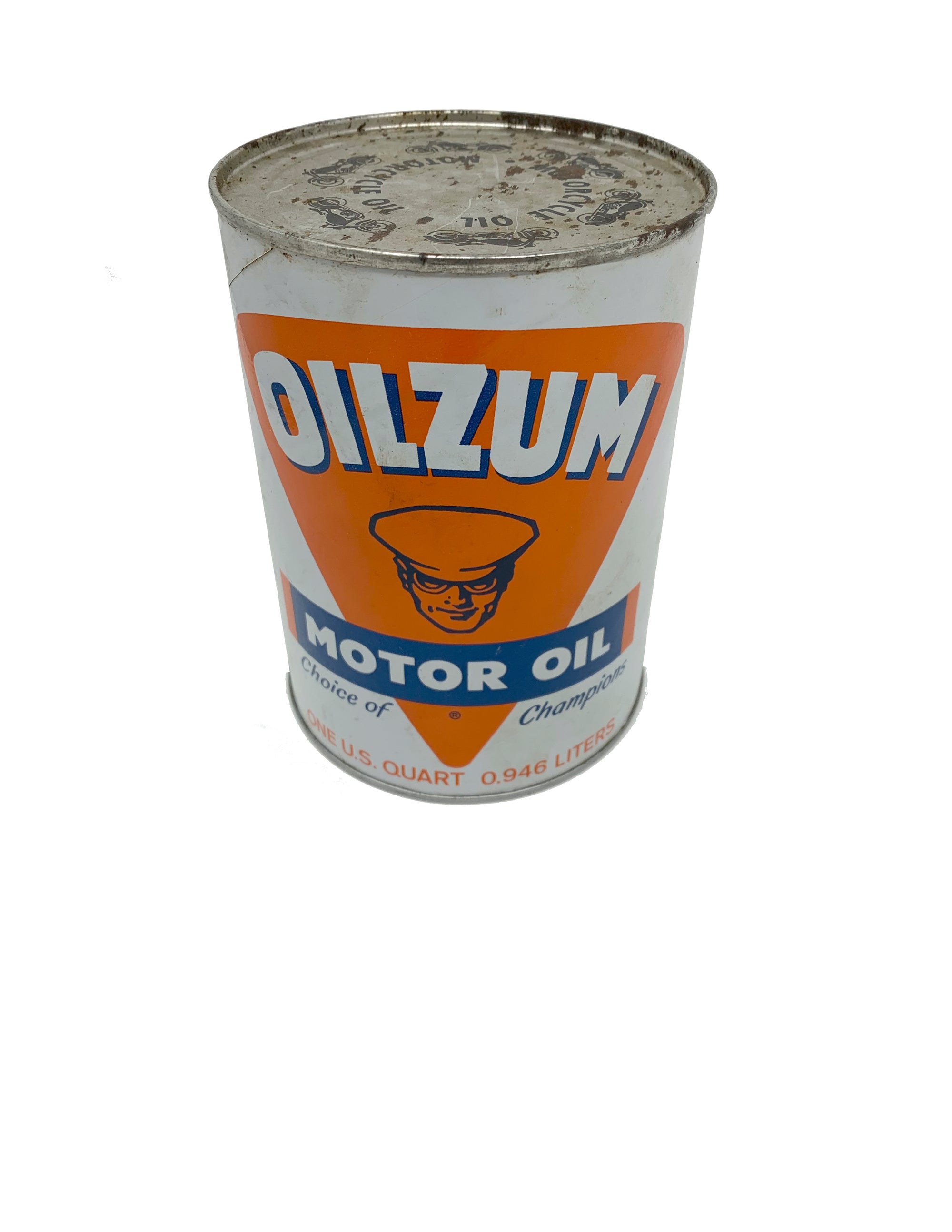 Vintage OILZUM Champion Motor Oil Fully intact 1 Qt Tin Can