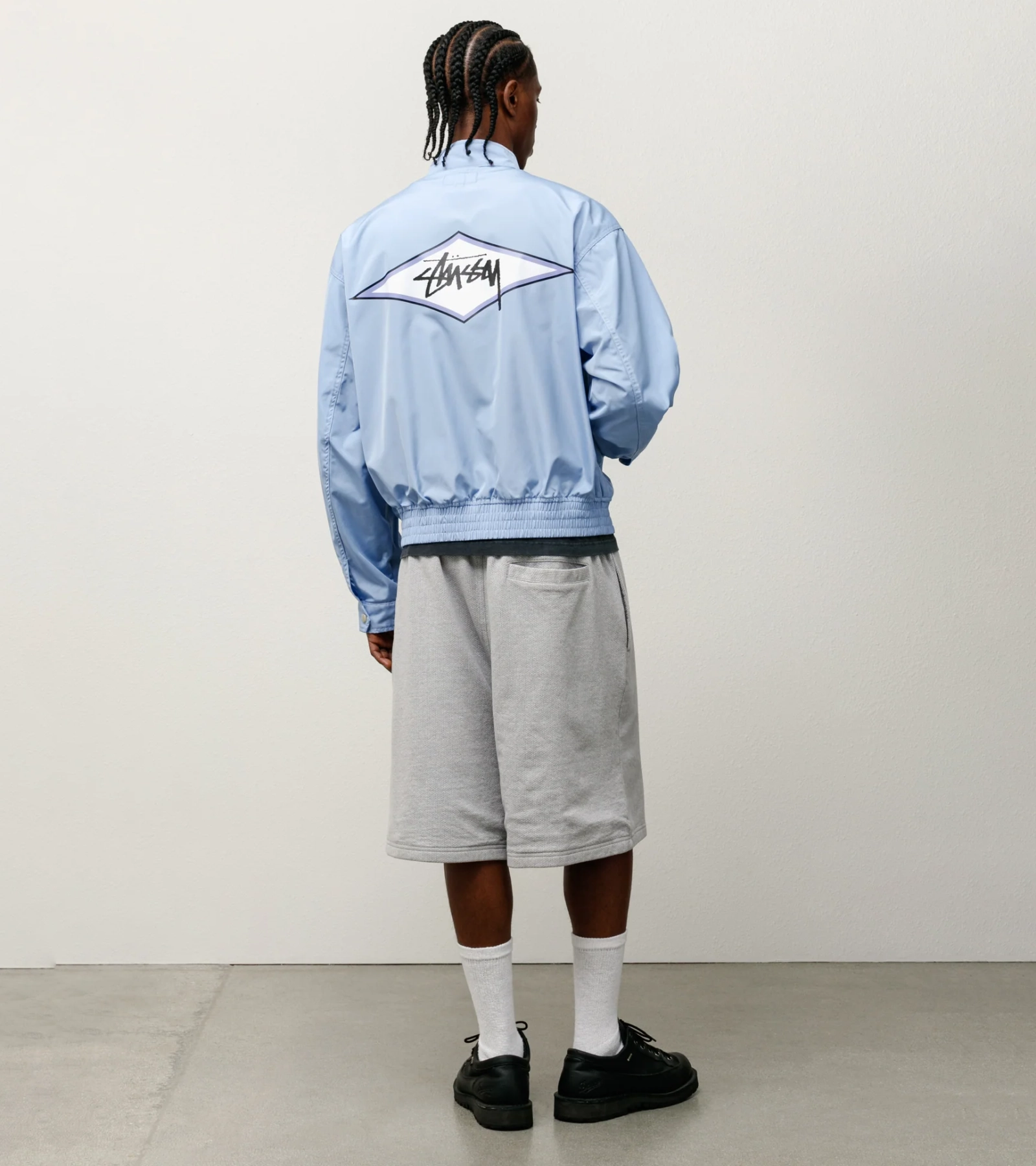Stüssy Surf Team Relaxed Nylon Harrington Jacket – Light Sky