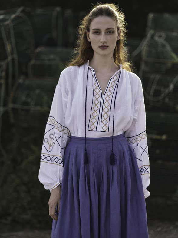 Lavender Zazou Skirt: Archaic Embroidery by Thierry Colson