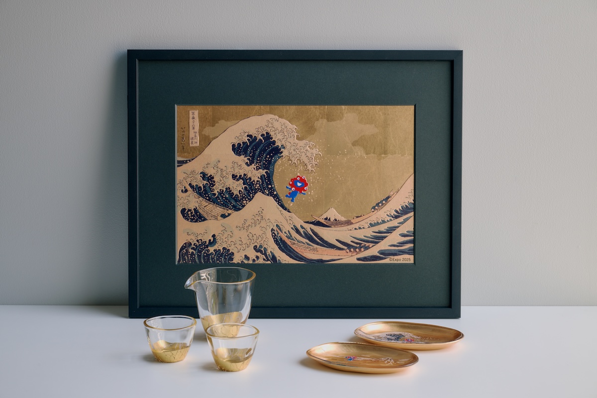 完売品・新品】大阪万博 ミャクミャク 箔名画 北斎 ガラストレー 凱風