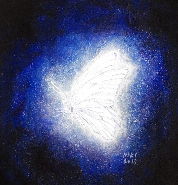 銀色の蝶（額入り） | 安藤ニキ ｜インテリア絵画 アートの専門通販