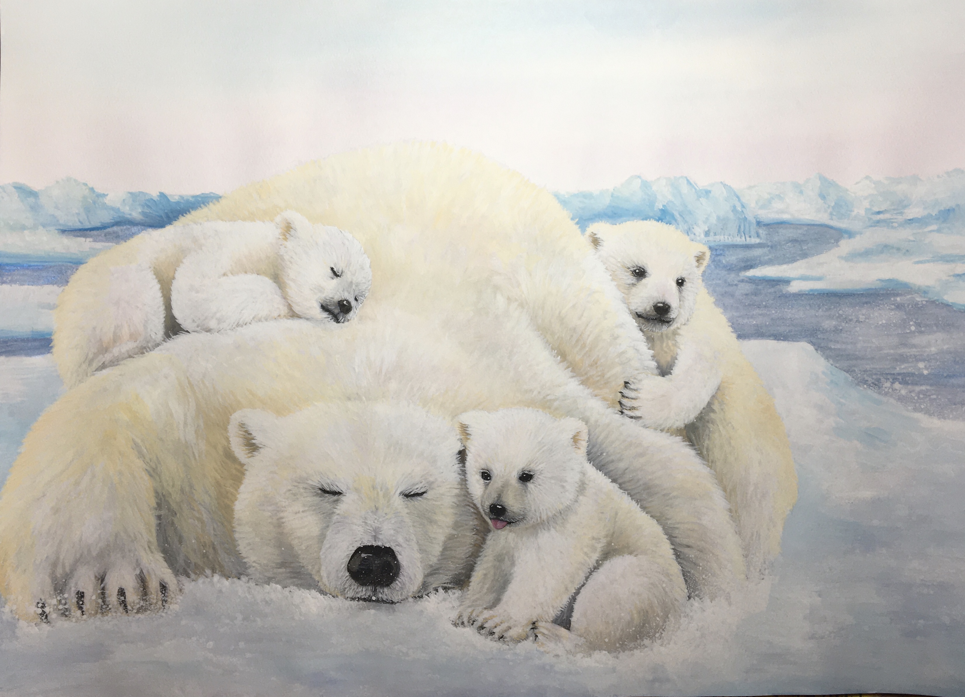 シロクマファミリー | ファーレイ恵梨 ｜インテリア絵画 アートの専門