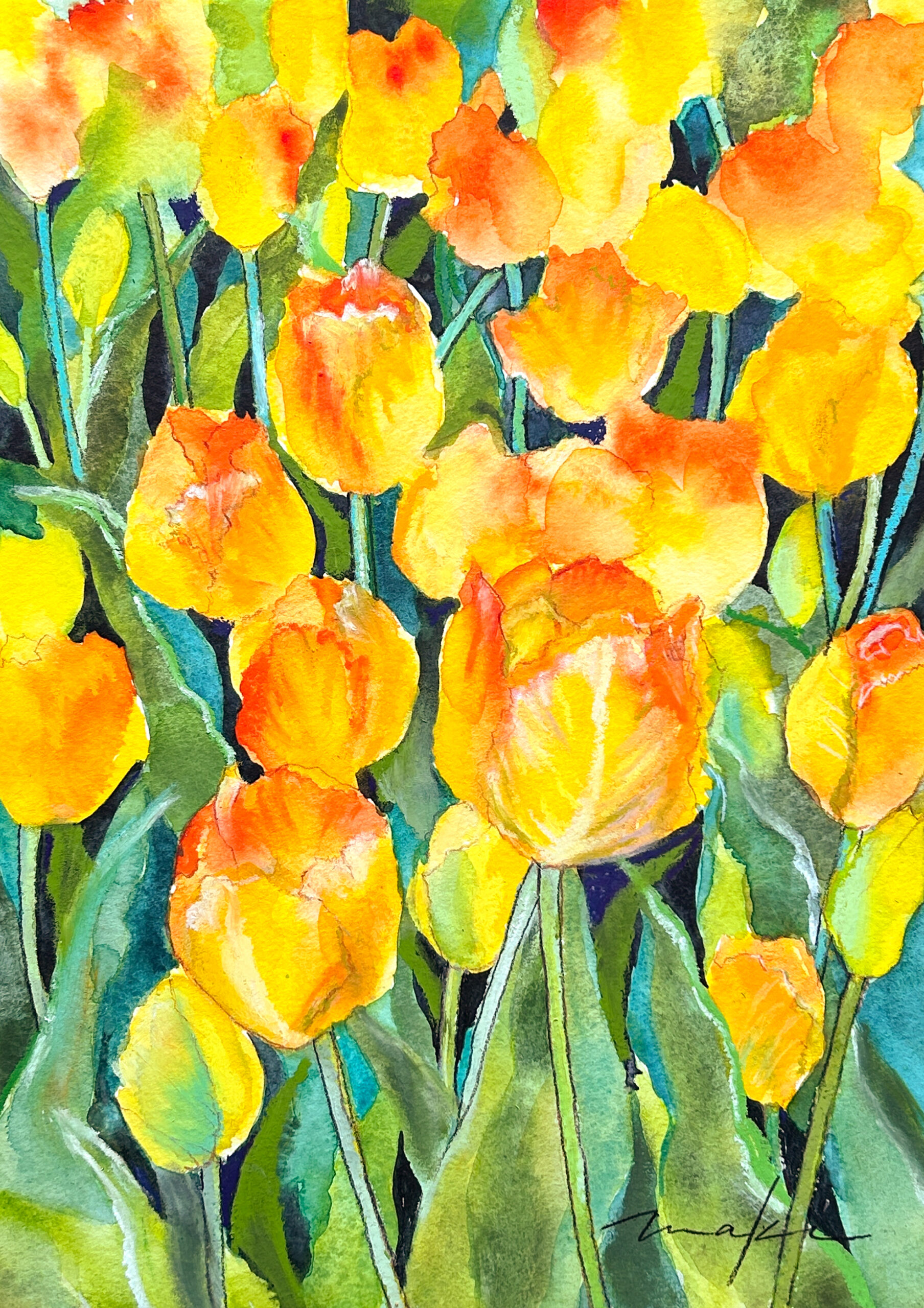 チューリップ畑 | Maki Miyagawa ｜インテリア絵画 アートの専門通販