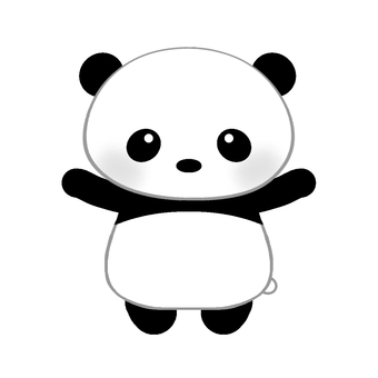 パンダ（笑顔・モノクロ）イラスト - No: 22045227｜無料イラスト