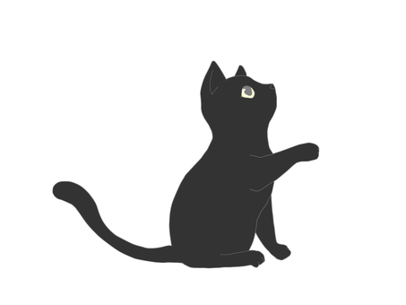 見上げるネコ 黒猫イラスト - No: 22091687｜無料イラスト・フリー素材