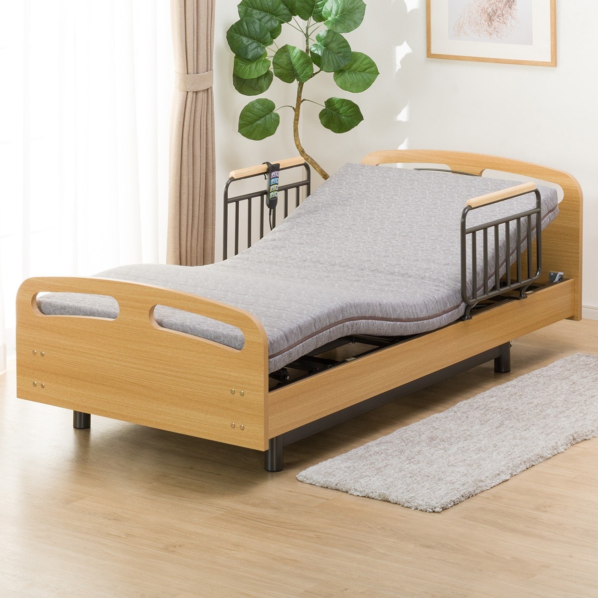 非課税】幅110cm 電動3モーターベッドマットレスセット(ライズ2 3M-F