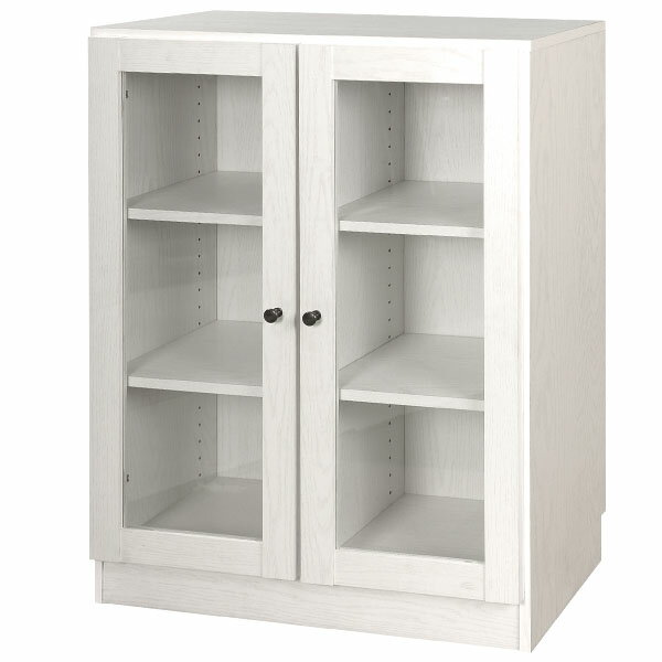 幅76.5cm]本棚セット(サラ1077WH/ガラス扉2) 【・玄関先迄納品】 【1年