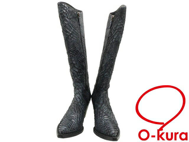 パイソン革 ロングブーツ 蛇革 スペイン製 メンズパイソン（蛇革