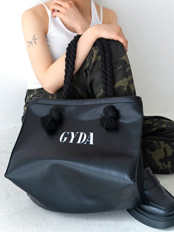 GYDA ジェイダ フェイク レザー トート バッグ ショッパー風 ロープ
