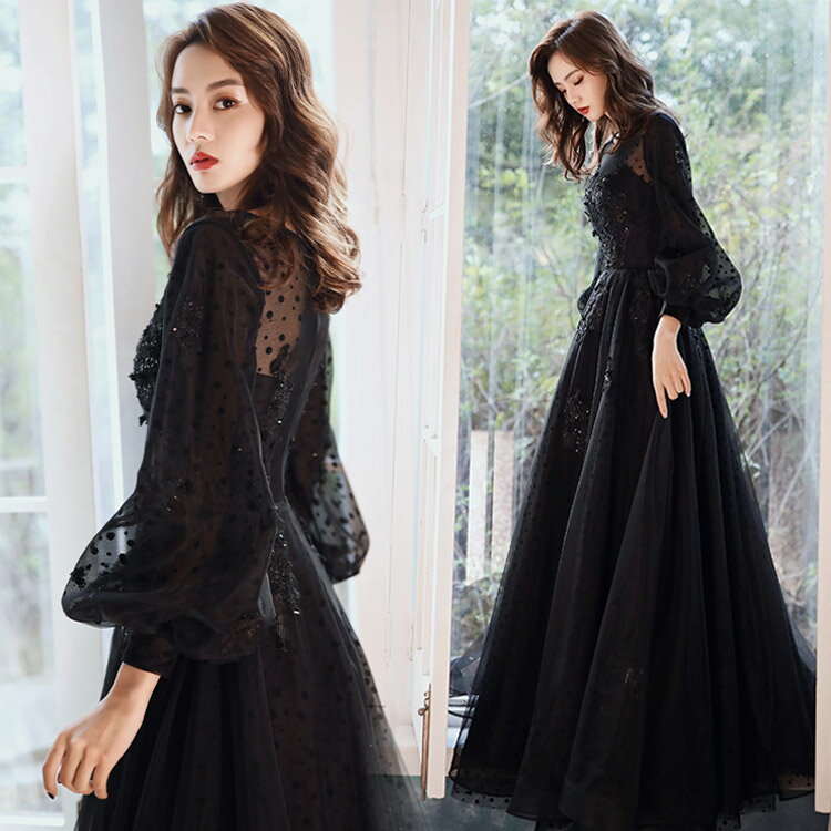 楽天市場】ロングドレス 花柄 黒の通販