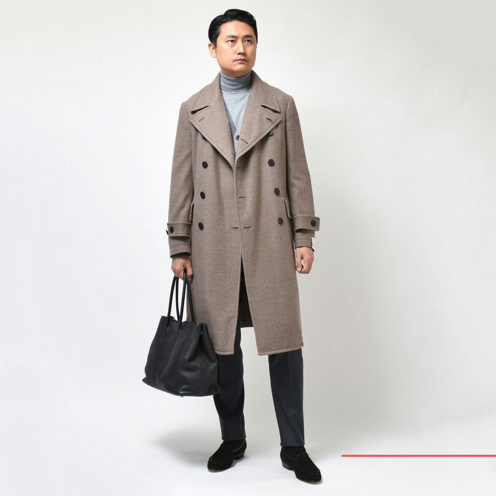 CARUSO（カルーゾ）ウールメランジフランネルダブルブレストミリタリー