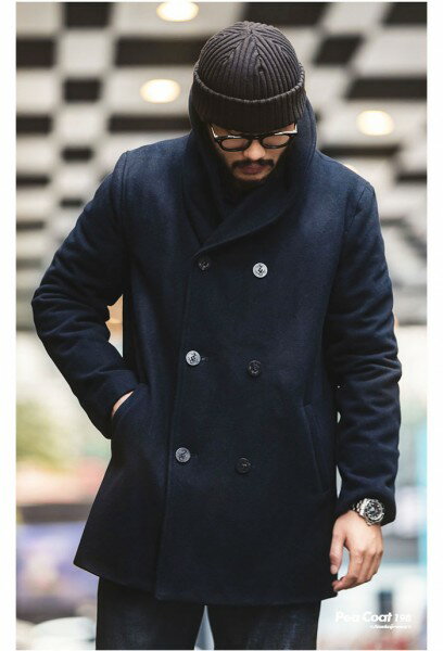 楽天市場】ウール ピーコート ネイビー ヘチマ襟 防寒 PEA-COAT