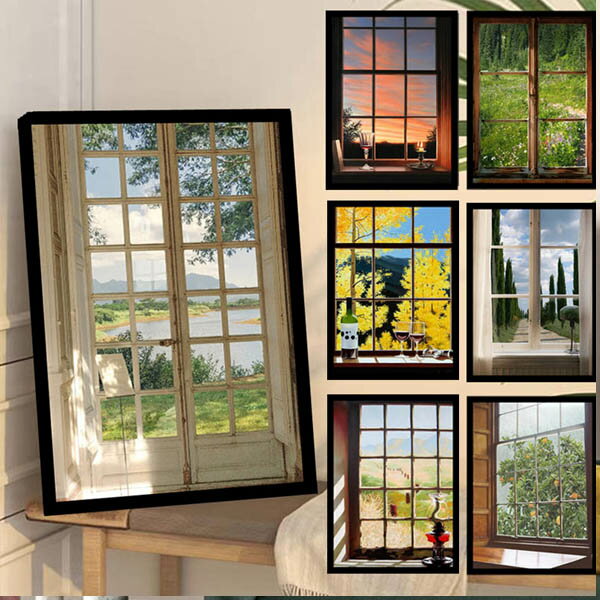 絵画『トロピカルな窓』(窓の額)ヘイ平山画