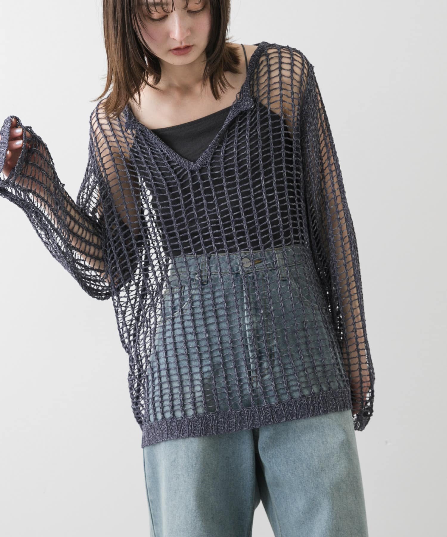 楽天市場】メッシュ（カラーネイビー）（ニット・セーター｜トップス