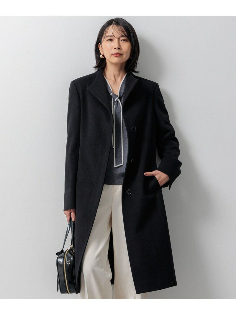 23区 ビーバースタンドカラーコート ウール アンゴラ混合 大きめ