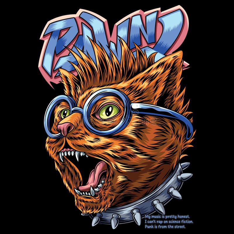 Punk Rock Cat Cartoon Stock Illustrations – 95 Punk Rock Cat