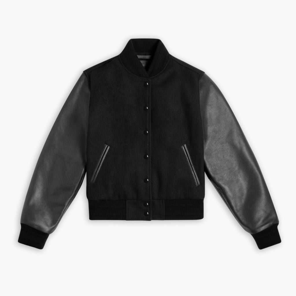 Women's Wool Varsity Jacket in Black - Thursday