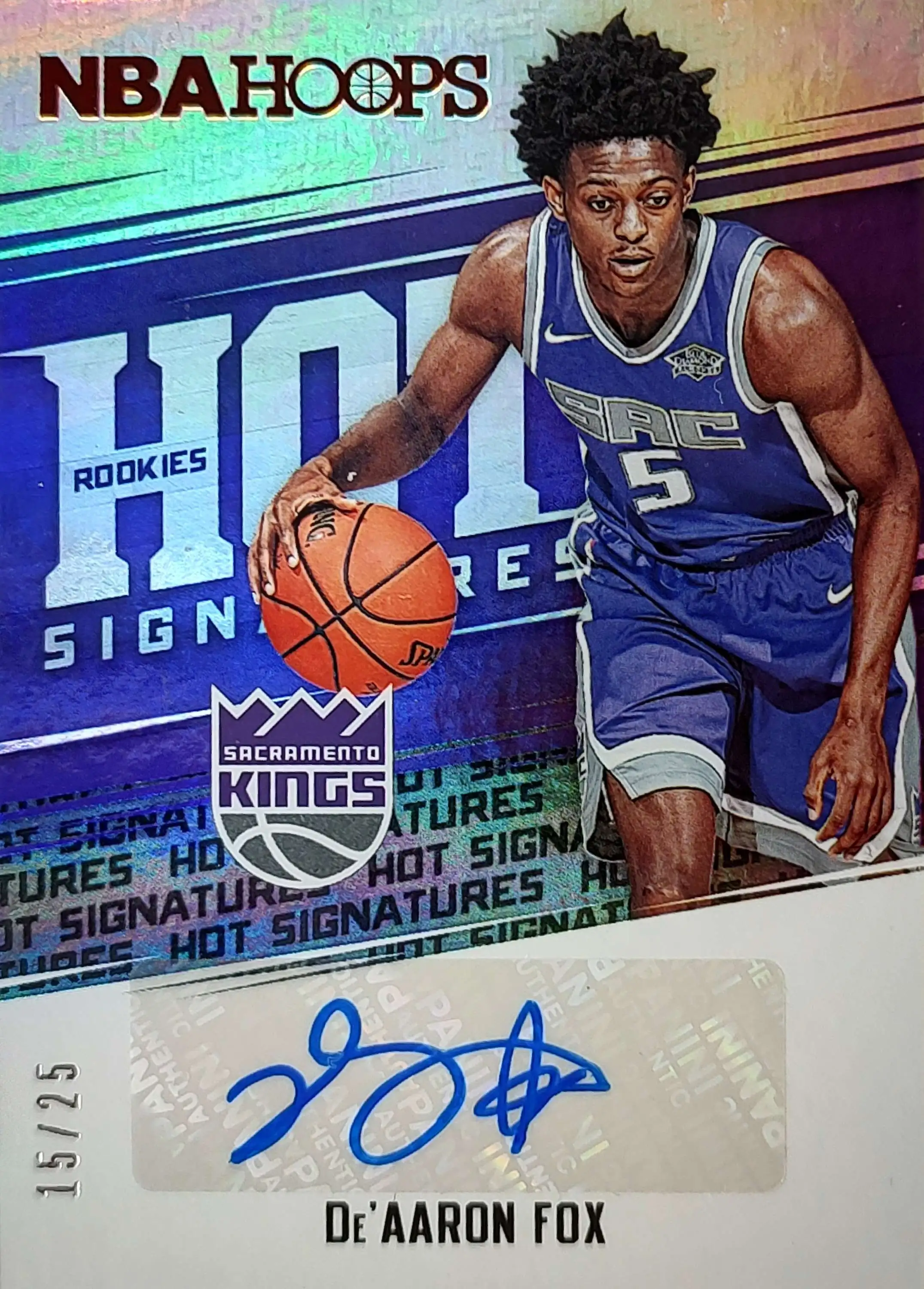 NBA 2017-18 Panini Hoops Basketball DeAaron Fox 1525 Autographed