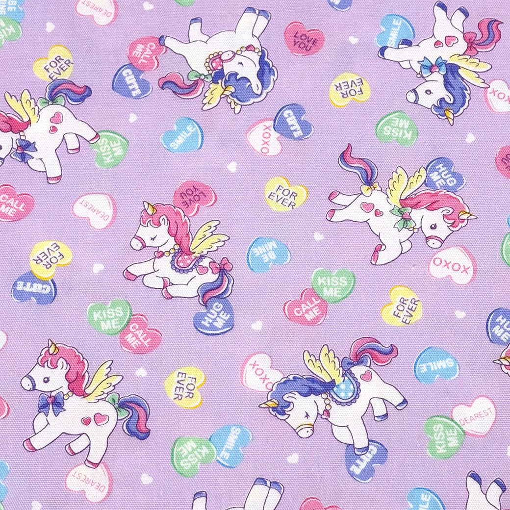 生地 【 バニラポップ ユニコーン うす紫 】 オックス生地