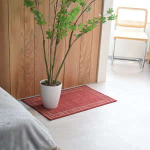 ヴィンテージ風ミニラグマット TOCORU Series スクエア ループ レッド