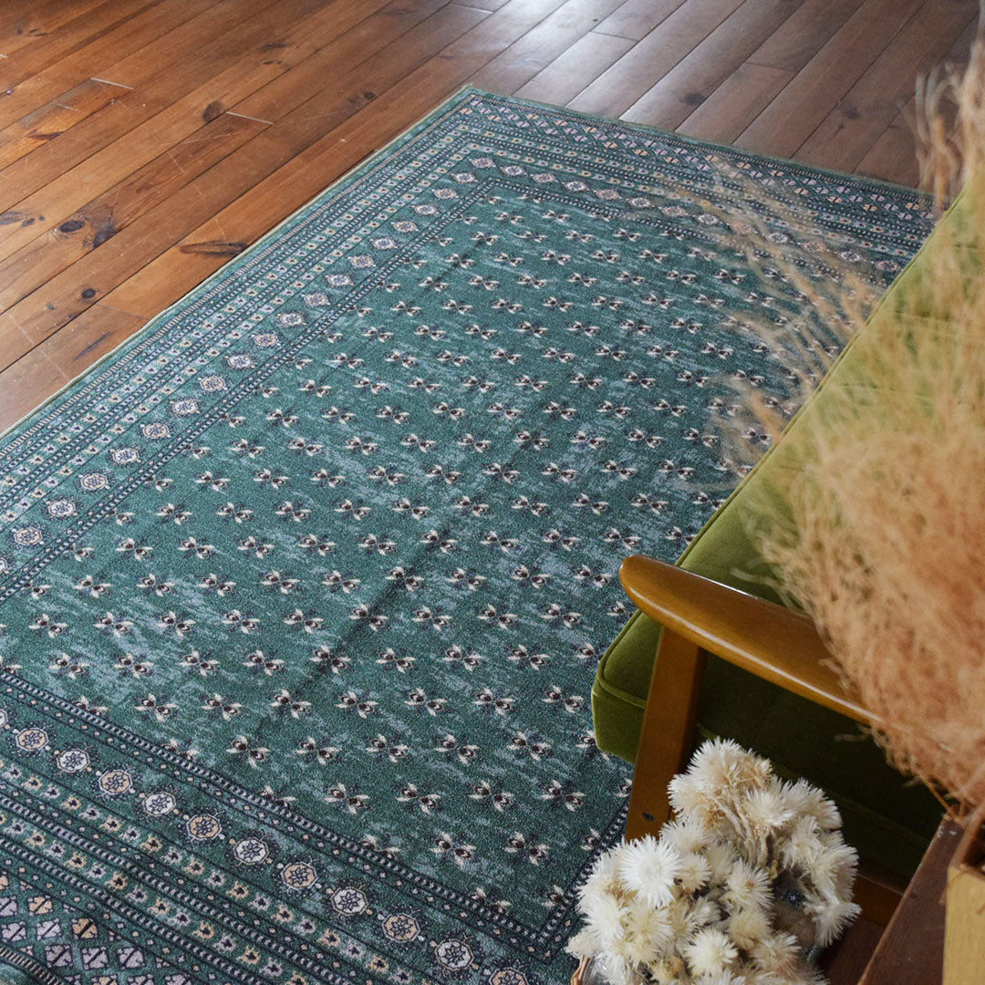 ヴィンテージ風ラグ TOCORU Series ブハラ ループ グリーン– ラグと