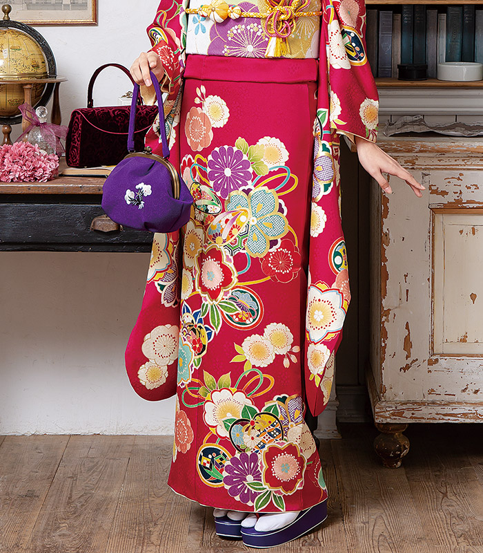 MKオリジナル 振袖用草履バッグセット（梅と鶴刺繍 紫） MK13-0043-ZB