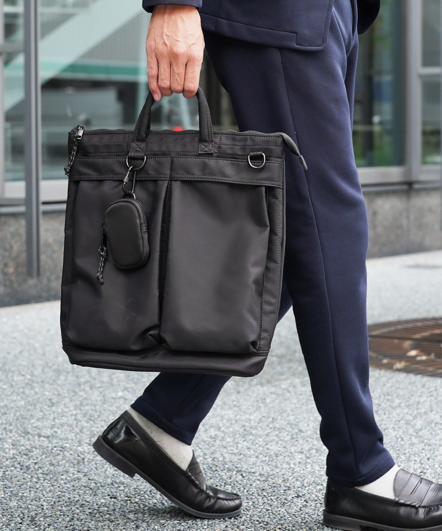 2WAY ヘルメットバッグ トート ショルダー ポーチ付き 多機能ポケット