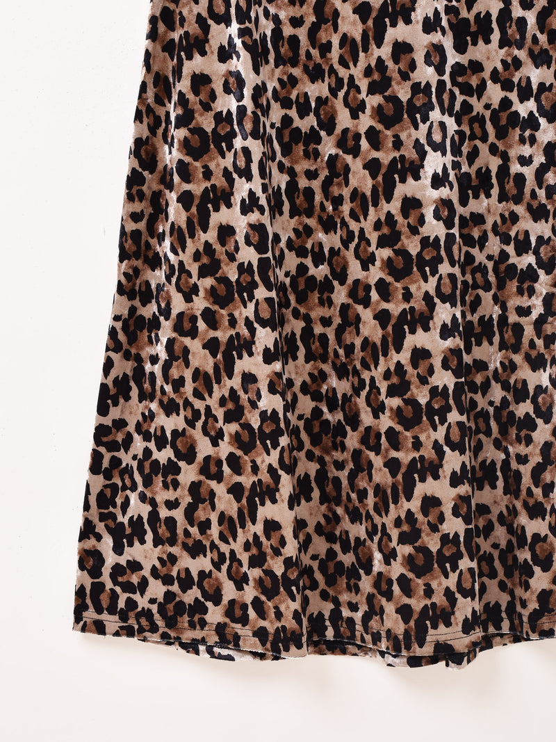 2色展開】Meridian レオパード柄 ベロアキャミソール ワンピース