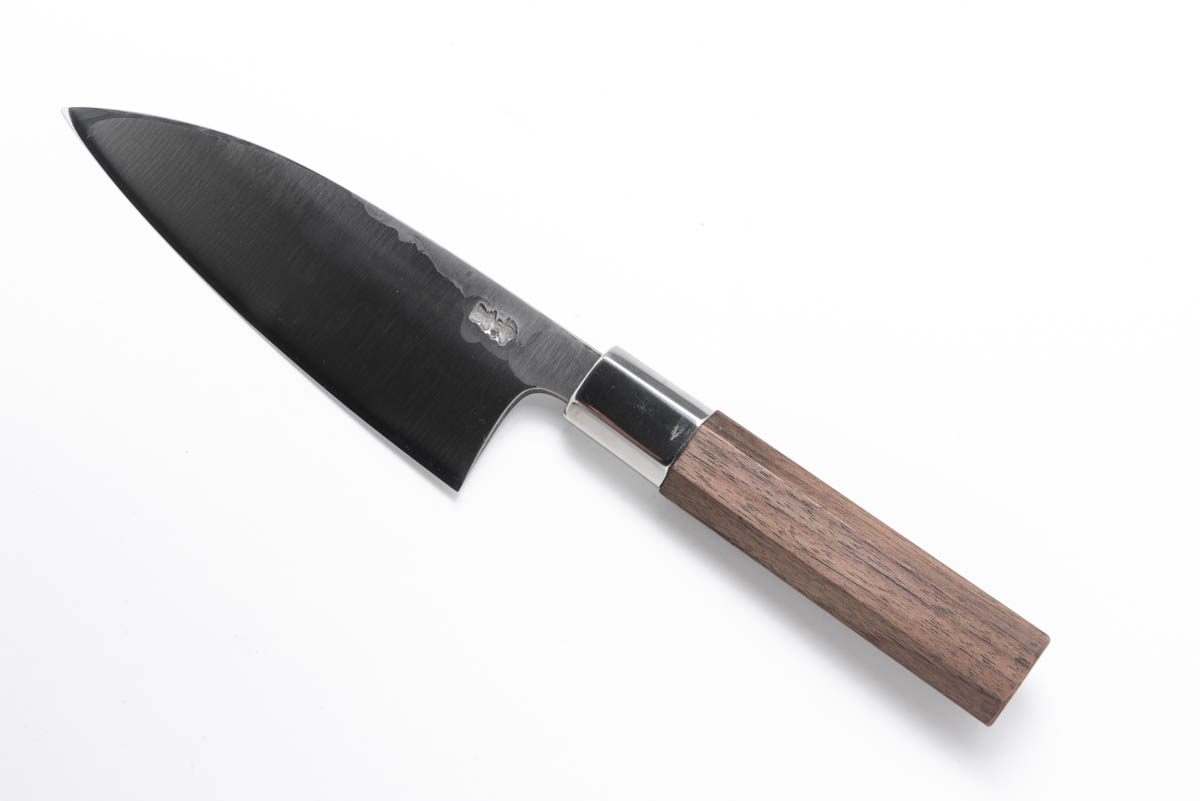 八角胡桃柄 銀三ステンレス 出刃包丁 片刃 5寸 – 土佐打刃物黒鳥