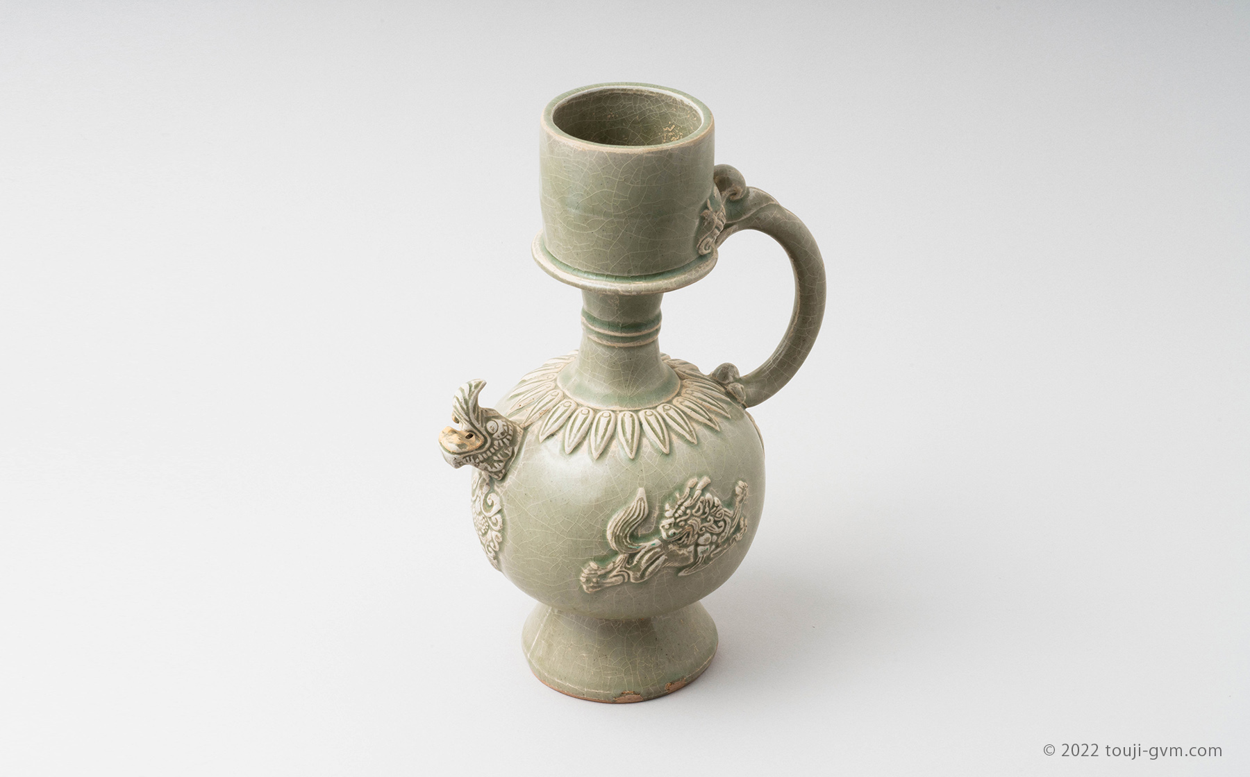 越州窯 青磁有蓋龍口水注 – Yue Celadon Pitcher | 陶磁オンライン