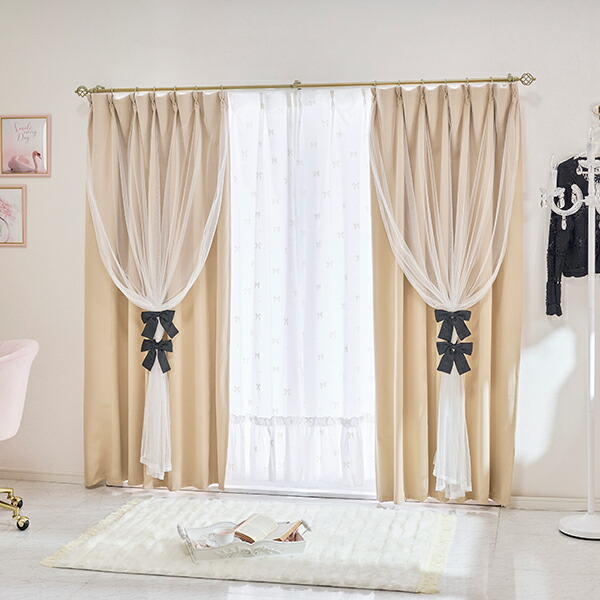 楽天市場】フレンチリボンカーテン/1級遮光（100×178）｜姫系