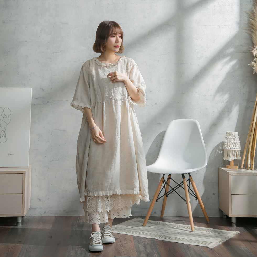 楽天市場】【完売御礼】 リネンワンピース 刺繍 ワンピース 【全 1 色
