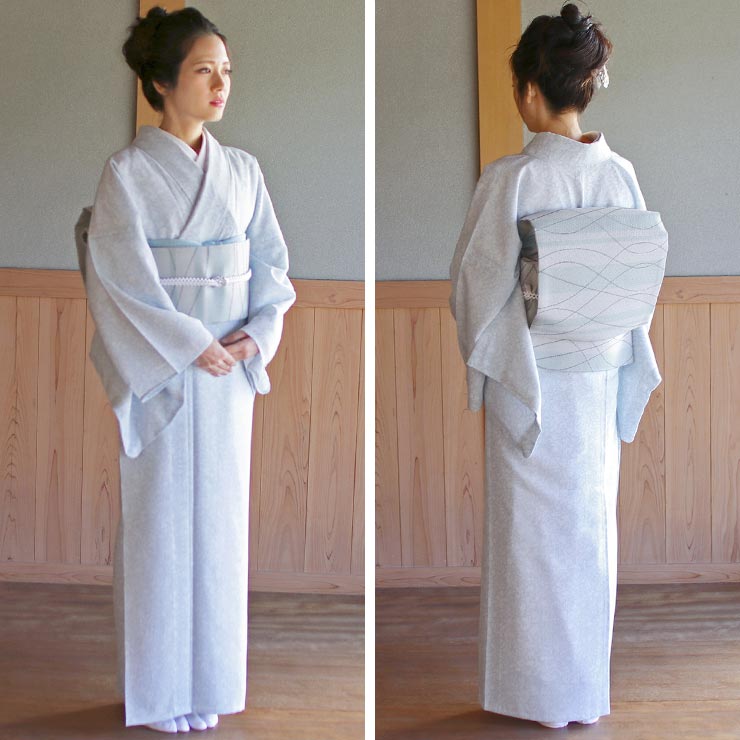 楽天市場】[ 単衣 用 ] 洗える 京袋名古屋帯 縞に流線 (青磁×墨色