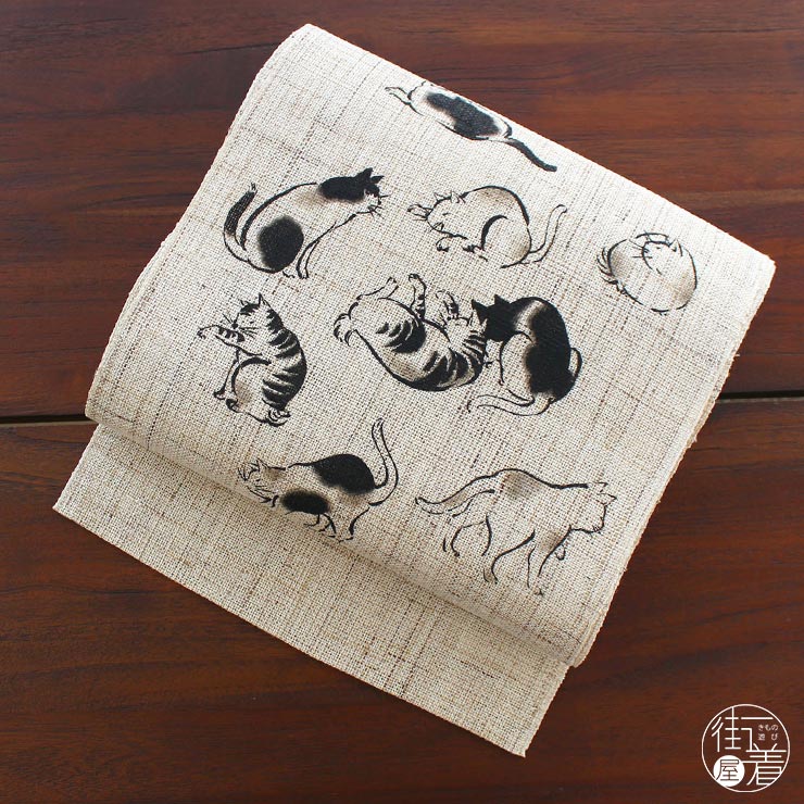 楽天市場】＼WeekendSale開催中!／[本麻] 夏名古屋帯 墨猫 (麻/墨黒色