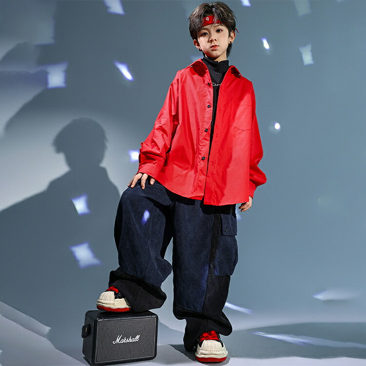 楽天市場】レッド シャツ キッズダンス衣装 セットアップ 赤 ダンス