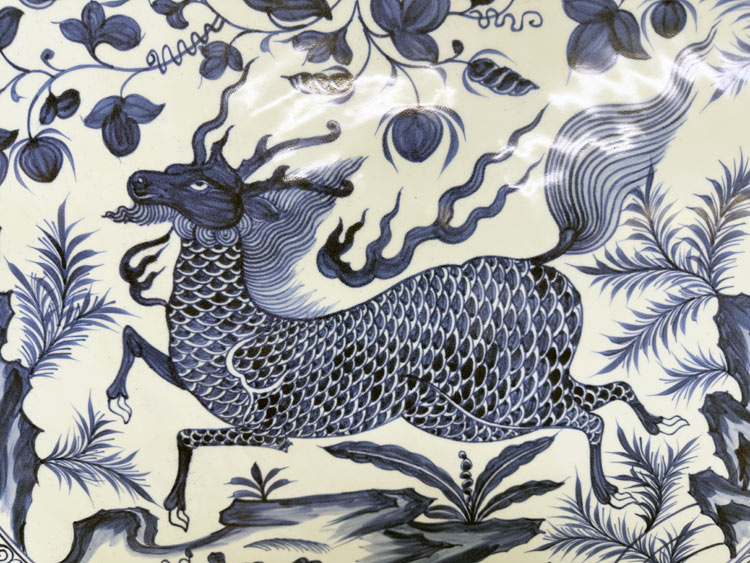 楽天市場】景徳鎮 青花 麒麟文盤 特大皿 3.5尺 直径約1m15cm 中国美術