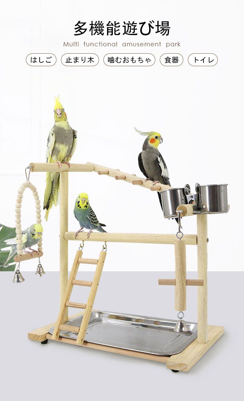 楽天市場】【動画あり】インコ 鳥の止まり木 遊び場 おもちゃ 二層