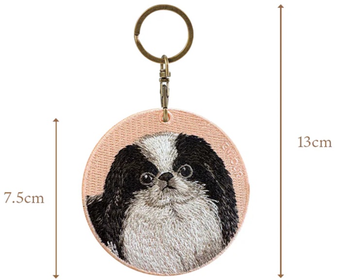 楽天市場】チン キーホルダー シルク両面刺繍 犬キーホルダー チン 狆