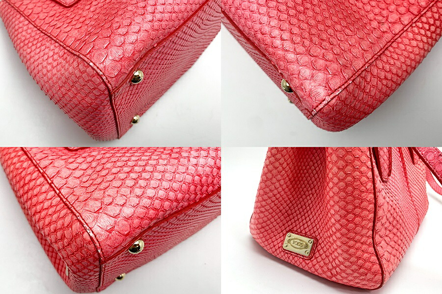 楽天市場】TOD'S トッズ ピンク系 パイソン 蛇革 2wayトートバッグ