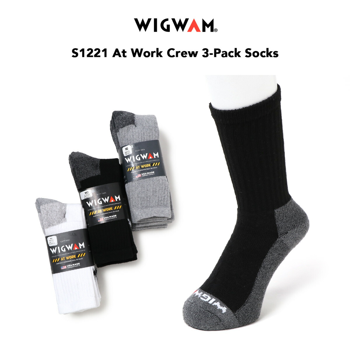 楽天市場】WIGWAM ウィグワム ＃S1221 AT WORK クルーソックス 3パック