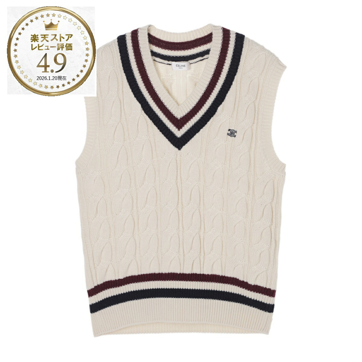 楽天市場】セリーヌ CELINE ニットベスト ベージュ メンズ ry0bm d062