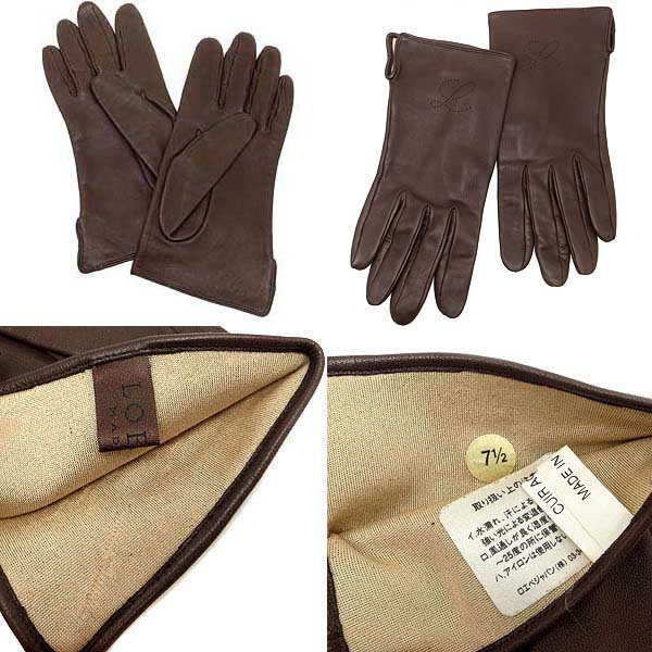 楽天市場】【緑屋質屋】ロエベ レザー手袋(グローブ) パンチング CUIR
