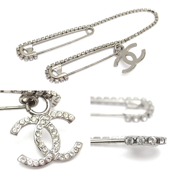 楽天市場】【緑屋質屋】シャネル A16386 ラインストーン ピンブローチ