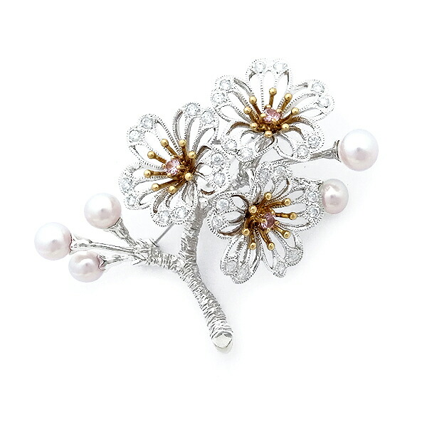 楽天市場】【緑屋質屋】ミキモト 桜モチーフ ブローチ ダイヤモンド