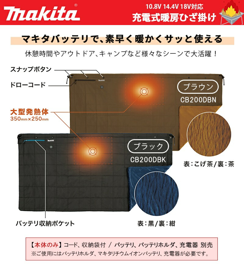 楽天市場】マキタ(makita) 充電式暖房ひざ掛け 本体のみ(コード・収納