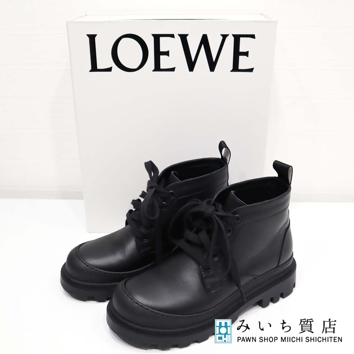 楽天市場】質屋 ロエベ LOEWE ミッド コンバット ブーツ 37 サイズ