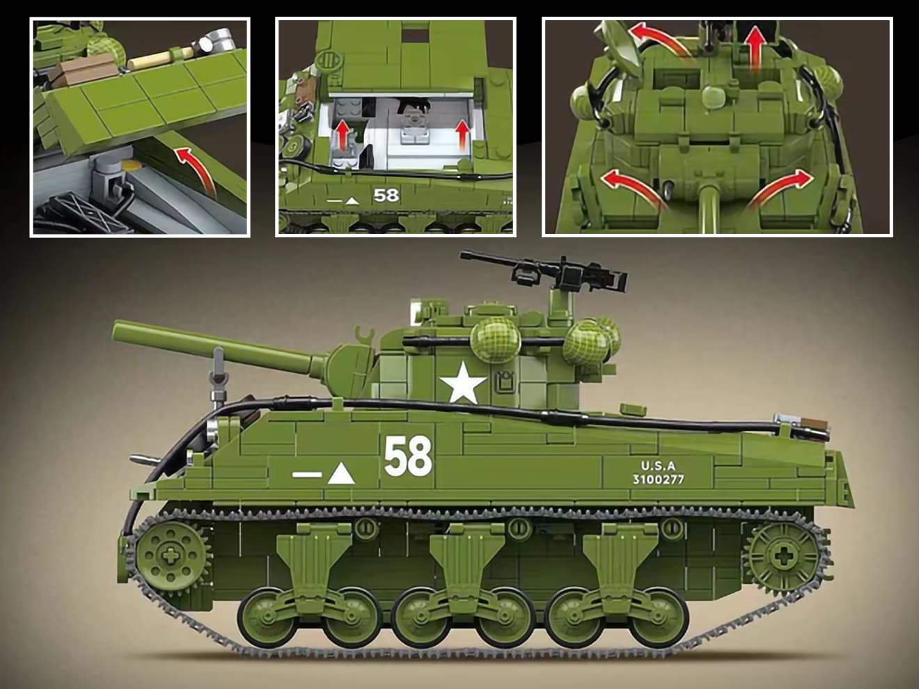 楽天市場】AFM M4A3中戦車 シャーマン 1175Blocks◇ブロック リアル
